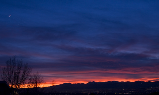 Sunset with moon and Saturn